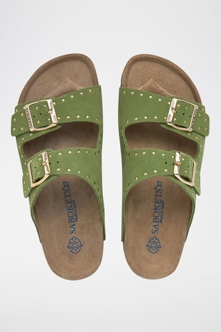 Mules en nubuck - Vert