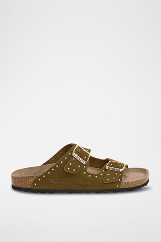 Mules en nubuck - Kaki