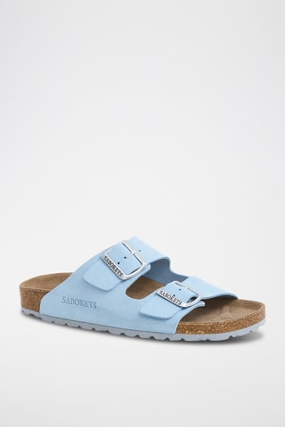 Mules en nubuck - Bleu