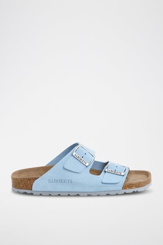 Mules en nubuck - Bleu