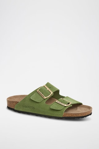 Mules en nubuck - Vert