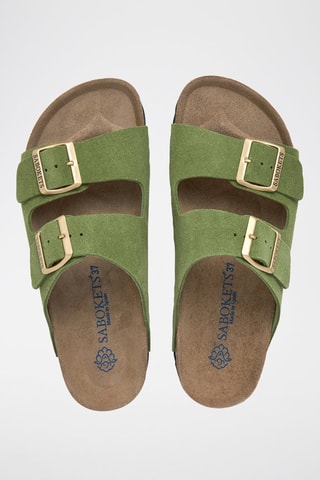 Mules en nubuck - Vert