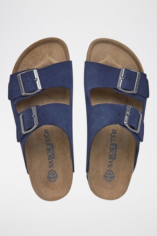 Mules en nubuck - Bleu marine