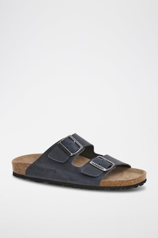 Mules en cuir - Bleu marine