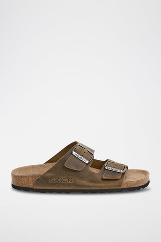 Mules en cuir - Kaki