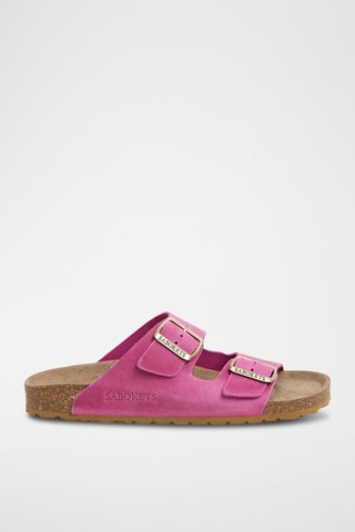 Mules en cuir - Fuchsia
