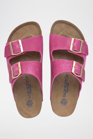 Mules en cuir - Fuchsia