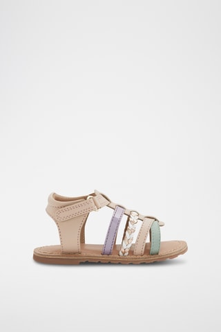 Sandales en cuir - Taupe et violet - Obaïbi