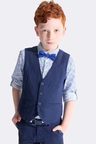 Gilet de costume en lin - Bleu marine - Okaïdi