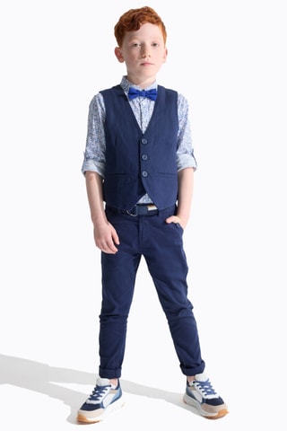 Gilet de costume en lin - Bleu marine - Okaïdi