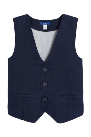 Gilet de costume en lin - Bleu marine - Okaïdi