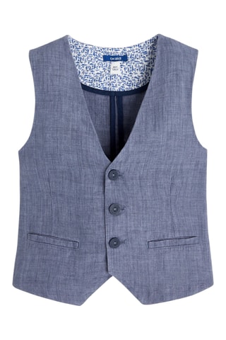 Gilet de costume en lin - Bleu marine chiné - Okaïdi