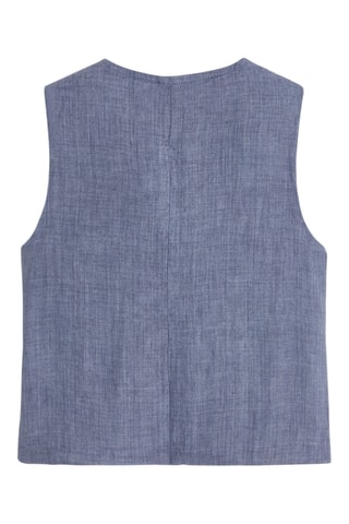 Gilet de costume en lin - Bleu marine chiné - Okaïdi