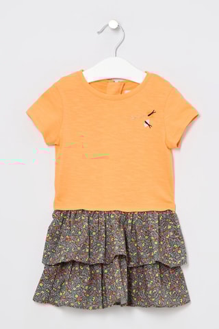 Robe trompe-l'œil - Orange chiné et noir - Catimini