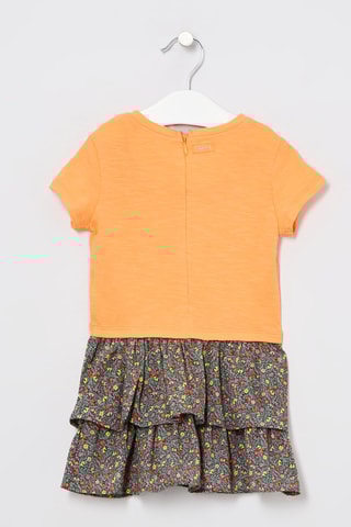 Robe trompe-l'œil - Orange chiné et noir - Catimini
