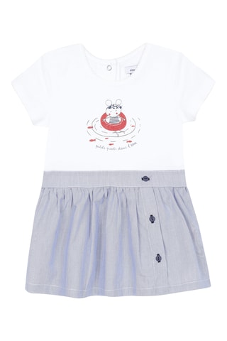 Robe trompe-l'œil - Blanc et gris - Catimini