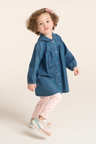 Robe chemise en jean et legging - Bleu et rose - Obaïbi
