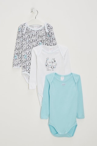 3 bodys - Blanc et bleu clair
