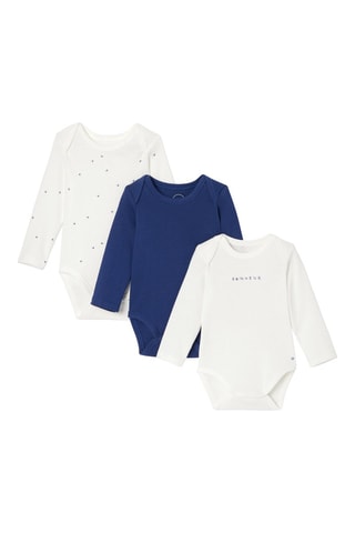 3 bodys - Indigo et blanc - Absorba