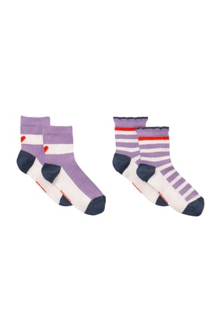 2 paires de chaussettes - Mauve et blanc - Catimini