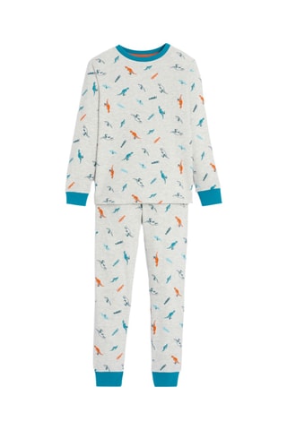 Pyjama - Gris clair chiné et bleu canard - Okaïdi