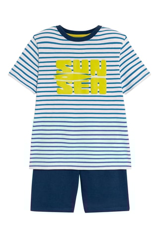 Pyjama - Blanc et bleu pétrole - Okaïdi