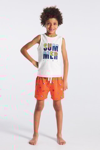Enfant Garcon Pyjama Court Orange Nsummer Pyjama Court Deb Okg E23