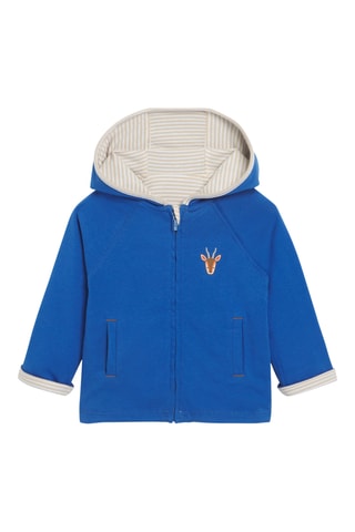 Sweat réversible à capuche - Bleu roi et beige - Obaïbi