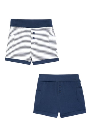 2 shorts Bleu marine et blanc - Obaïbi