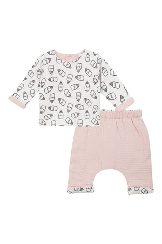 T-shirt et pantalon réversibles - Ecru et rose clair - Absorba