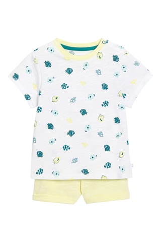 T-shirt et short - Blanc et jaune - Obaïbi