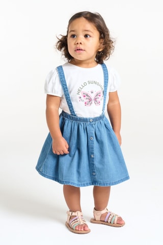 T-shirt et jupe en jean - Blanc et bleu - Obaïbi