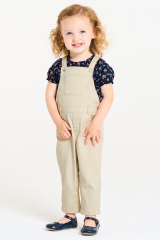 T-shirt et salopette - Beige et bleu marine - Obaïbi