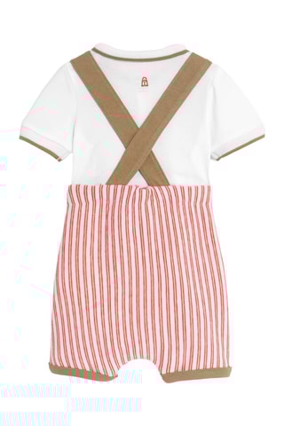 Body-polo et salopette - Blanc et rouge - Obaïbi