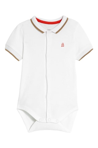Body-polo et salopette - Blanc et rouge - Obaïbi