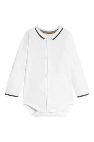 Body-polo et salopette - Blanc et taupe - Obaïbi