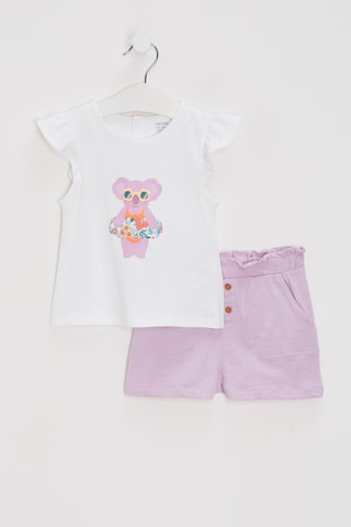 T-shirt et short - Blanc et violet - Obaïbi