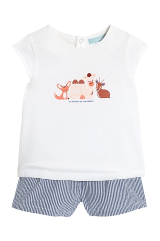 T-shirt et short - Blanc et bleu - Obaïbi