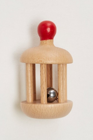 Grenouillère et hochet en bois - Rouge