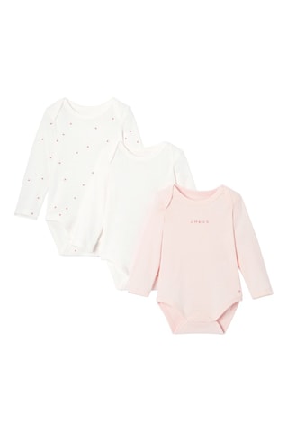 3 bodys - Rose poudré et blanc - Absorba