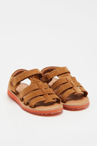 Sandales en croûte de cuir Camel - Okaïdi