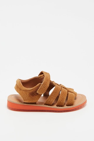 Sandales en croûte de cuir Camel - Okaïdi