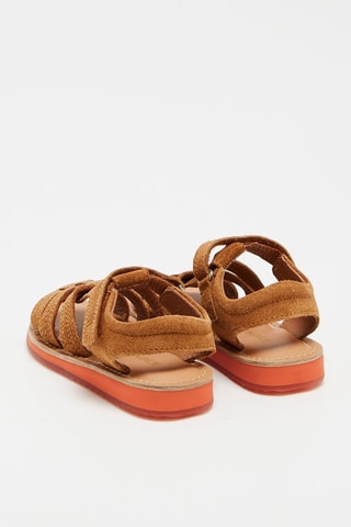 Sandales en croûte de cuir Camel - Okaïdi