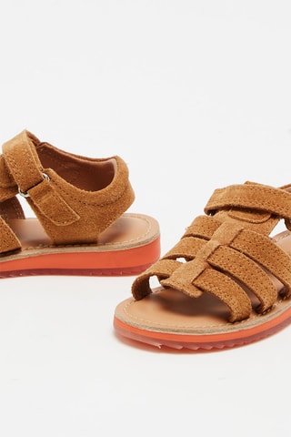Sandales en croûte de cuir Camel - Okaïdi