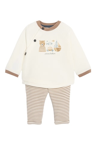 Gilet et pantalon - Ecru et marron - Obaïbi