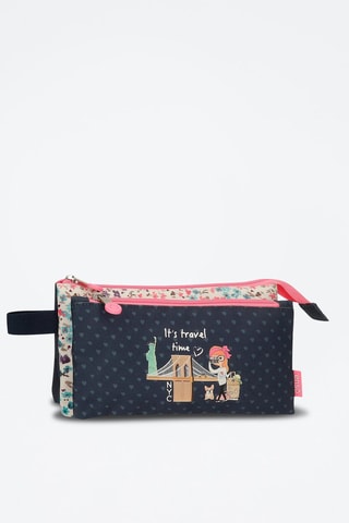 Trousse Travel time - Noir et rose