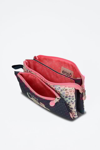 Trousse Travel time - Noir et rose
