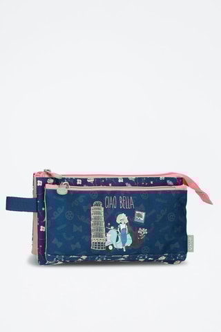 Trousse Ciao Bella - Bleu marine et rose