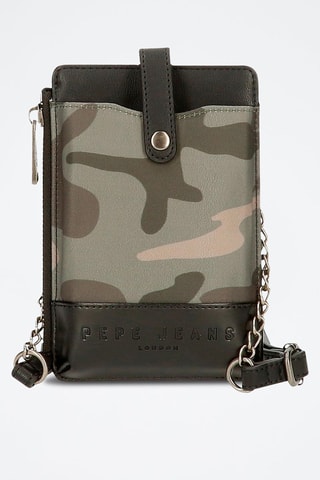 Sac bandoulière pour téléphone portable Nicole - Kaki et noir