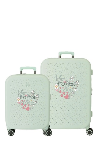 Valise cabine et cabine semaine Tropical Love - Vert d'eau - 55/70 cm